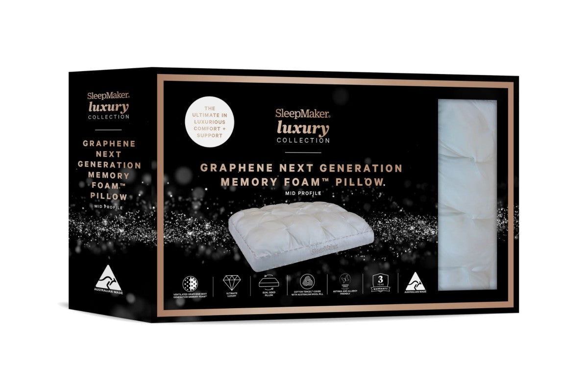 SleepMaker Luxury Pillow packaging on a white background