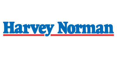 Harvey Norman logo with blue text on a white background